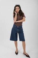 Rhea indigo blue γυναικεία denim βερμούδα wide leg INDIGO JEANS